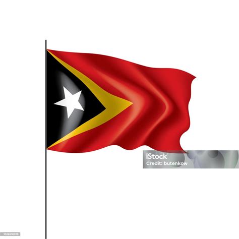 Bendera Timor Leste Ilustrasi Vektor Dengan Latar Belakang Putih