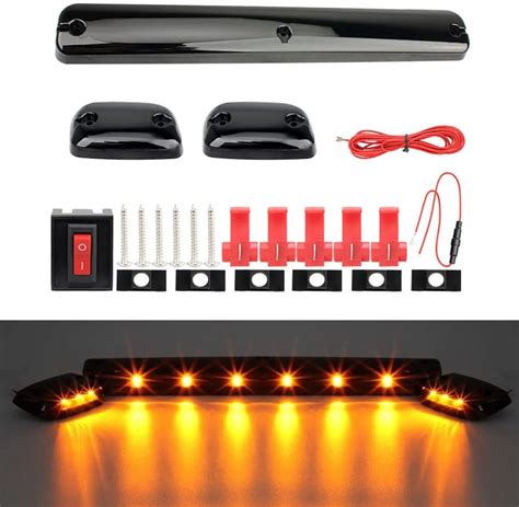 Riloer Pcs Smoke Lens Led Cab Roof Marker Light Abs Housing Cab