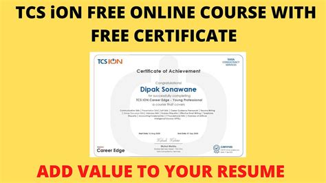 Free Course With Certificate Tcs Ion Free Certificate Anyone Can