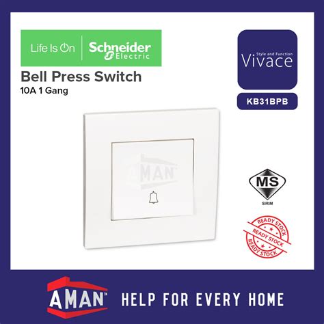 Schneider Vivace 1 Gang 2 Gang Door Bell Press Switch Auto Gate Press Switch White Sirim