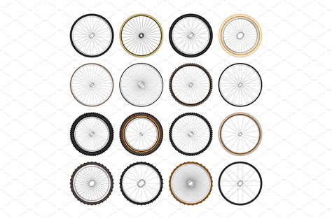 Realistic 3d retro bicycle wheels | Transportation Illustrations ...