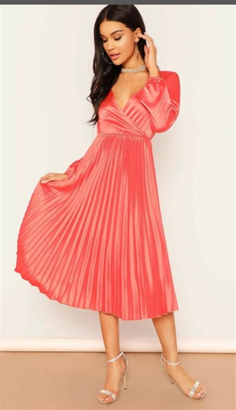 Solid Orange Party Dress For Women