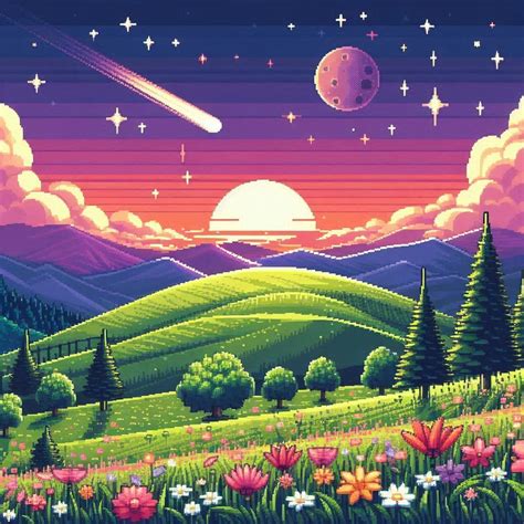 pin  csilla hammond  pixelated pixel art landscape scenery