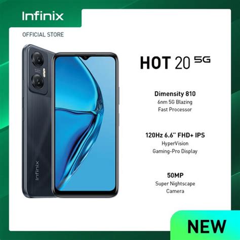 Jual Infinix Hot 20 5G 4 128GB Up To 7GB Extended RAM 6 6 FHD 120 Hz Dimensity 810 NFC