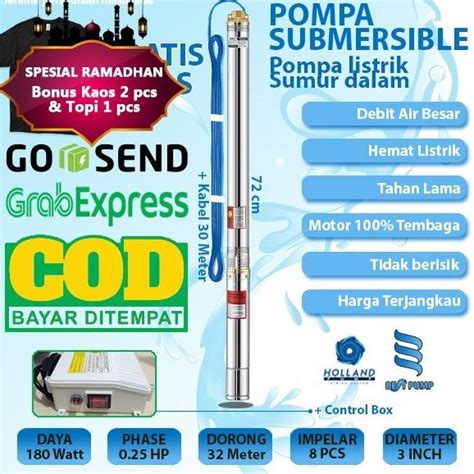 Jual Pompa Celup Sumur Bor Submersible Pump Inch Hp Kabel