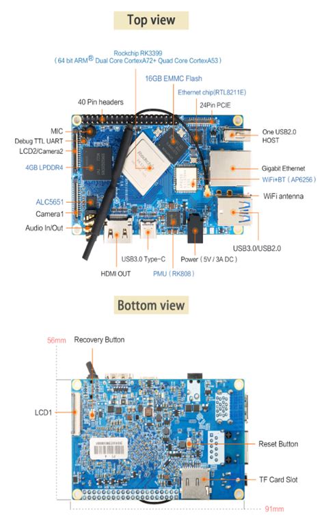 Orange Pi 4B 4GB 16GB EMMC Flash Rockchip RK3399 With NPU SPR2801S