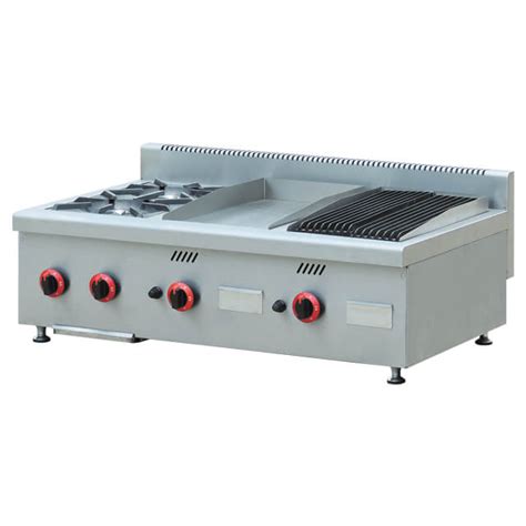 Counter Top Gas Range With Burners And Griddle And Lava Rock Grill St