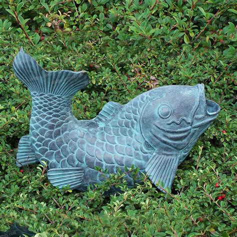 Poisson Cracheur Sculpture En Bronze Sujet Fontaine Pompe Bassin