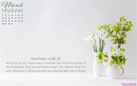 March 2021 - Matthew 6 Desktop Calendar- Free March Wallpaper