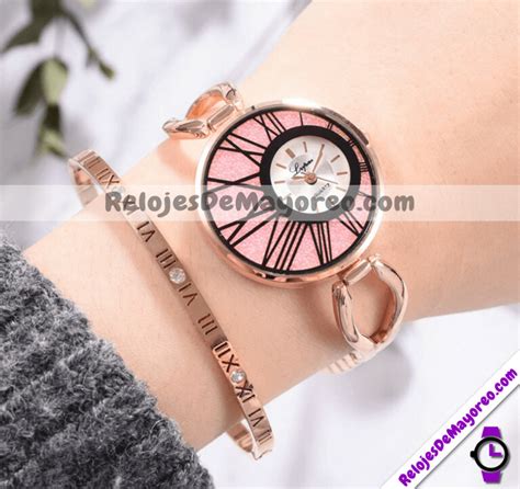 Reloj Ely Rosado Extensible Metal Diamantes Sueltos R Relojes De