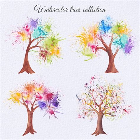 Premium Vector Watercolor Trees Set