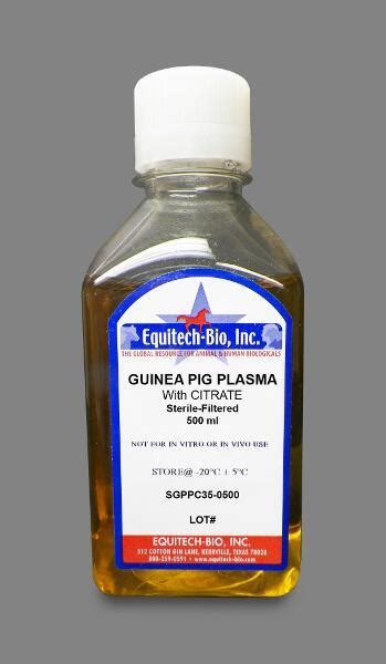 Sgppc35 Sterile Filtered Guinea Pig Plasma With Sodium Citrate