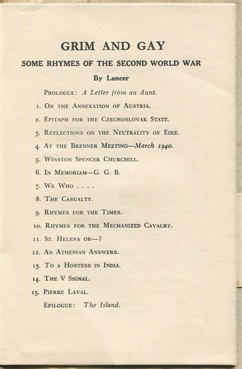 Grim And Gay Some Rhymes Of The Second World War By Lancer By Lancer Very Good Softcover