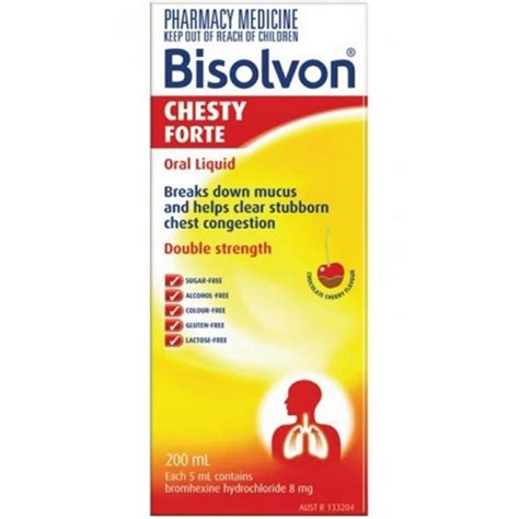 BISOLVON Chesty Forte 200ml - Life Pharmacy Te Puke Shop