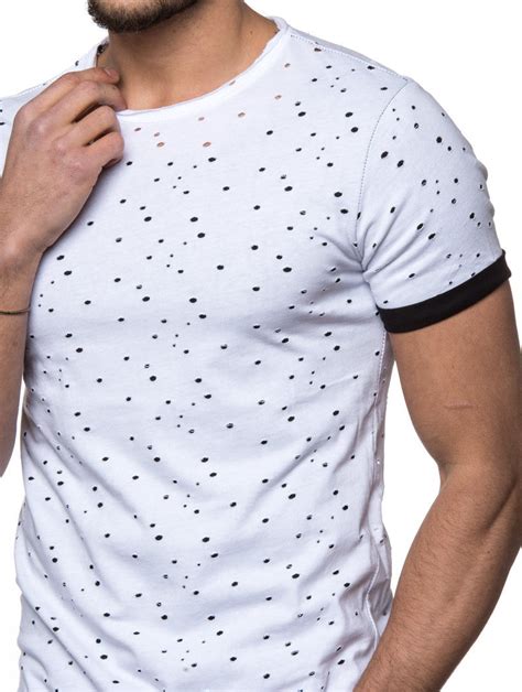 Mens Clothing White Holes T Shirt Nohow Nohow Style