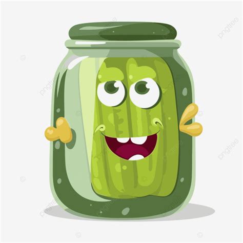 Pickle Jar Sticker Clipart Cartoon Character Of Pickled Cucumber