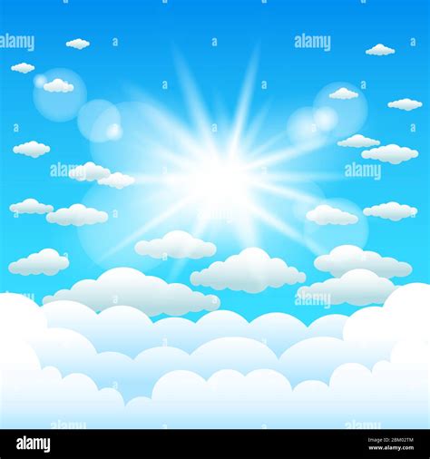 Luces Del Sol Y Nubes De Dibujos Animados Cielo Imagen Vector De Stock