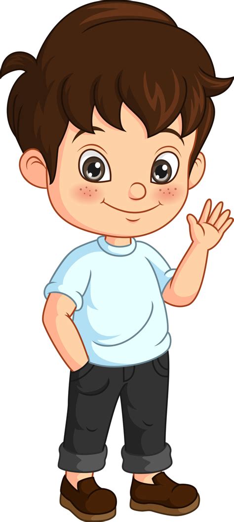 Cartoon happy little boy waving hand 5113046 Vector Art at Vecteezy