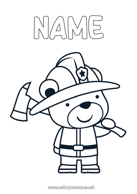 Coloring Page No 860 Bear Fireman Firefighter