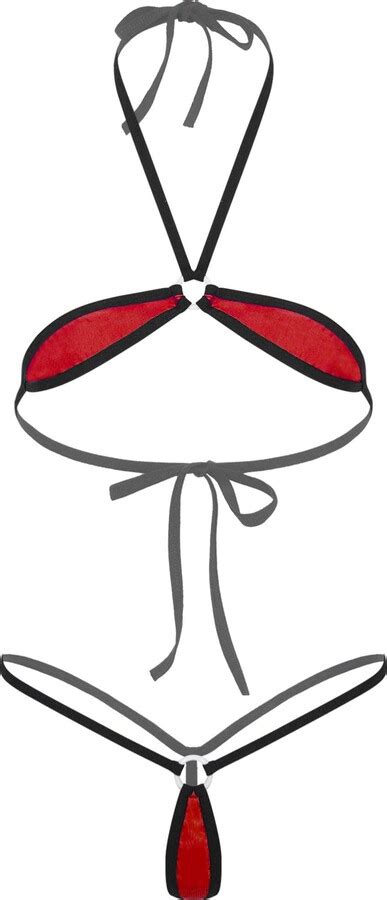 CHICTRY Womens Sheer Mini Micro Bikini Set Wrap Around Top Brazilian G