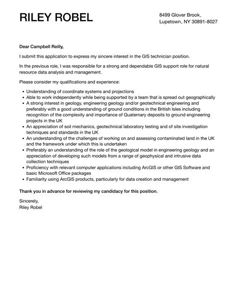 Gis Technician Cover Letter Velvet Jobs