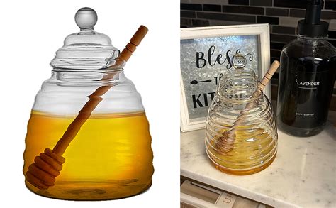 Amazon Eachave 16 9 Oz Honey Pot With Dipper Glass Honey Jar And