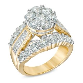 4 CT. T.W. Diamond Cluster Engagement Ring in 14K Gold | Zales