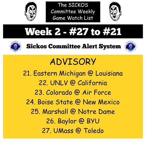 Sickos Committee On Twitter The Sickos Committee Game Watch List