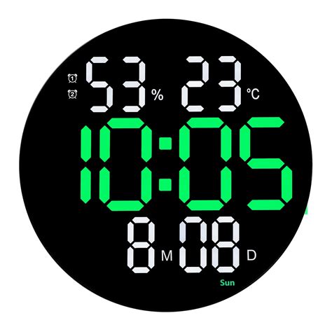 LED Wall Clock Large Screen Digital Alarm Clock Week Date Humidity Temperature Display with ...