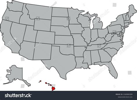 United States America Map Highlighted Red Stock Vector Royalty Free