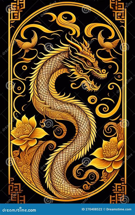 Golden Japanese Dragon for Printing on Paper and for Tattoo Design Stock Illustration ...