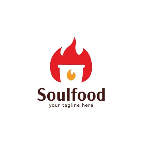 soul food kitchen with hot pot logo with fire flame icon symbol ...