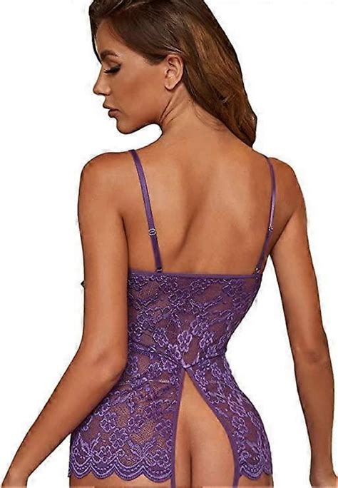 Women S Self Knot Front Teddy Lingerie One Piece Floral Lace Bodysuit Fruugo Uk