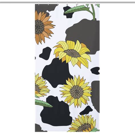 Lakimct Cow Print Sunflowers Shower Curtain For Bathroom Polyester