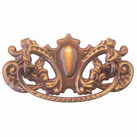 Antique Solid Stamped Brass Victorian Drawer Pull Bm Ab