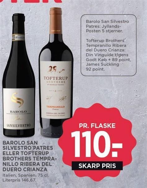 BAROLO SAN SILVESTRO PATRES ELLER TOFTERUP BROTHERS TEMPRA NILLO RIBERA