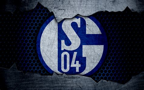 Download wallpapers Schalke 04, 4k, logo, Bundesliga, metal texture ...