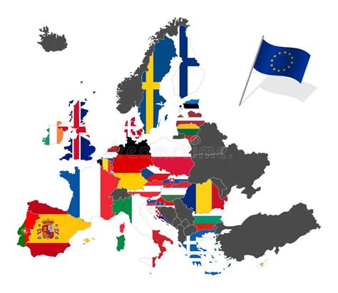 Mapa De Europa Con Banderas De Los Pa Ses Ilustraci N Del Vector