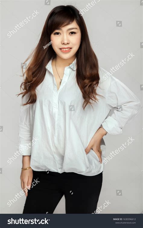 Mature Sexy Asian Woman Grey Background Stock Photo Shutterstock