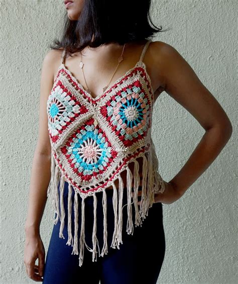 Sweet Nothings Crochet Granny Square Boho Beach Top