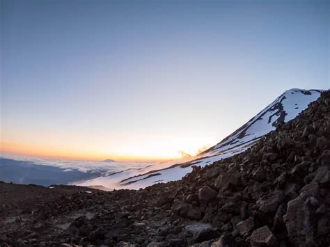 Sunset Behind Piker S Peak Mt Adams False Summit And Mount St Helens In The Distance