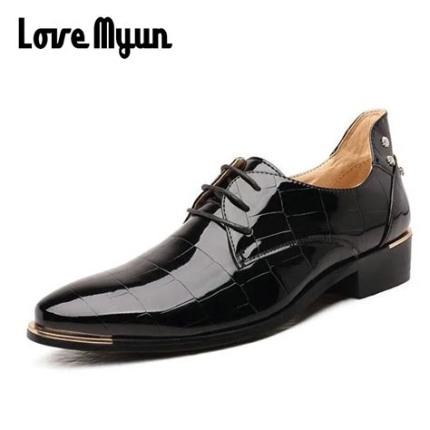 British Fashion Mens Patent Leather Shoes Male Casual Leather Shoes Red Dress Shoes Business