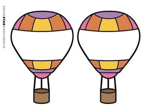 Hot Air Balloon Template Free Printables Superstar Worksheets