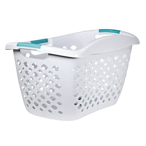 Home Logic Large 18 Bu Hip Grip Laundry Basket White And Teal Walmart