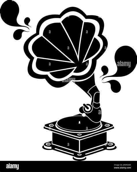 Gramophone Glyph Vector Illustration Antique Vinyl Player Isolated