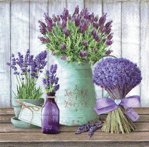 Serwetka Decoupage 668A Serwetki Lawenda Kwiaty Glass Vase Lavender