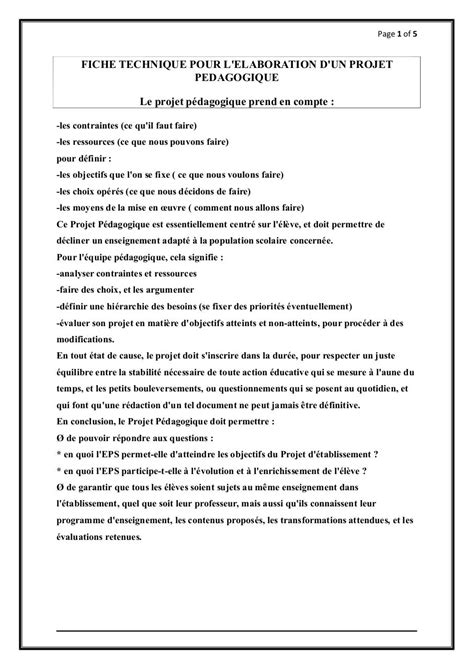 Fiche Technique Dun Projet Exemple Images