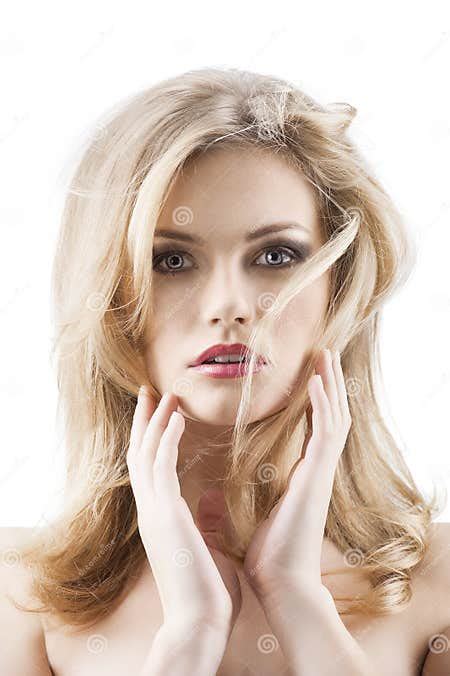 Sensual Pretty Woman With Flying Hair Stock Image Image Of Eyes Care