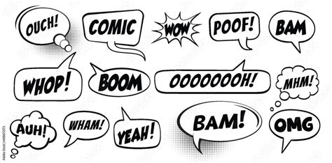 Comic Sound Effects In Pop Art Style Vector Cartoon Explosions Sound