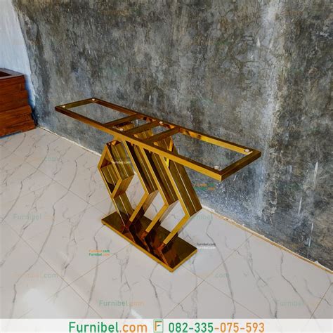 Jual Meja Konsol Granit Onyx Stainless Gold Mirror Minimalis